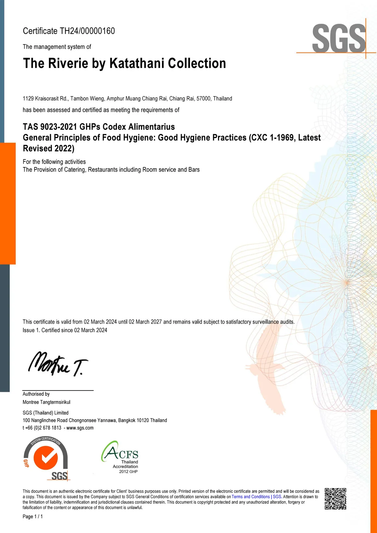 General Principles of Food Hygiene: Good Hygiene Practices
